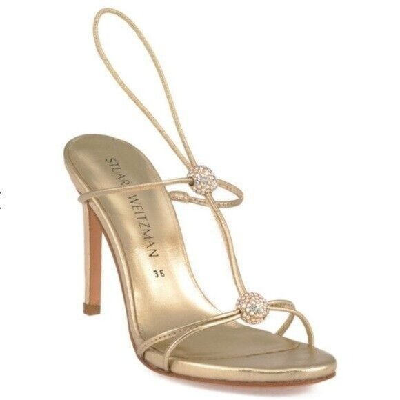 Stuart Weitzman Trixie embellished leather sandals Size 8.5 M - Picture 1 of 12